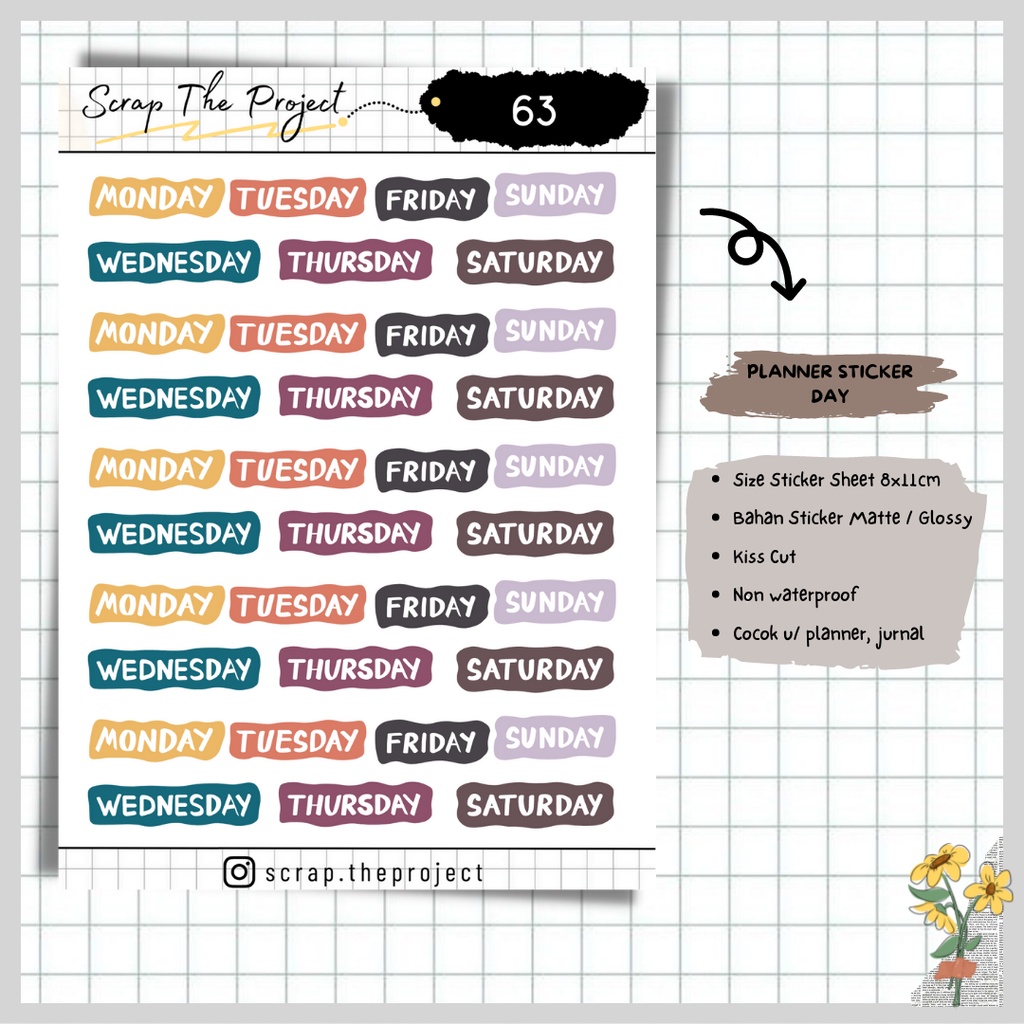 

STICKER PLANNER JOURNAL / STICKER NAME OF DAY / STP - 63