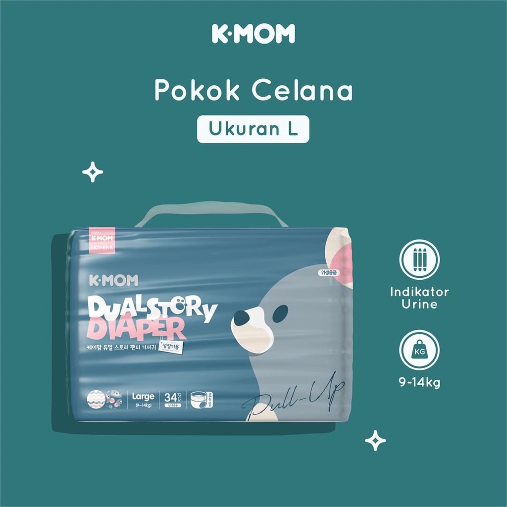 Mother-K K-Mom Dual Story Diaper Large (L) 34pcs Diapers Pants Pull Up Popok Celana Bayi dan Anak WHS