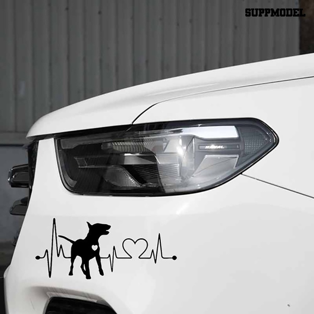 Stiker Mobil Motif Gambar Anjing Bull Terrier Elektrokardiogram