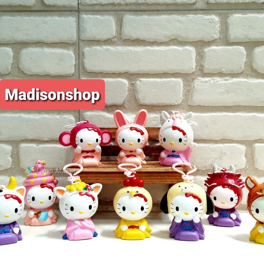 Hello Kitty Koleksi Figure Set 12 Gantungan Kunci Celengan kado anak