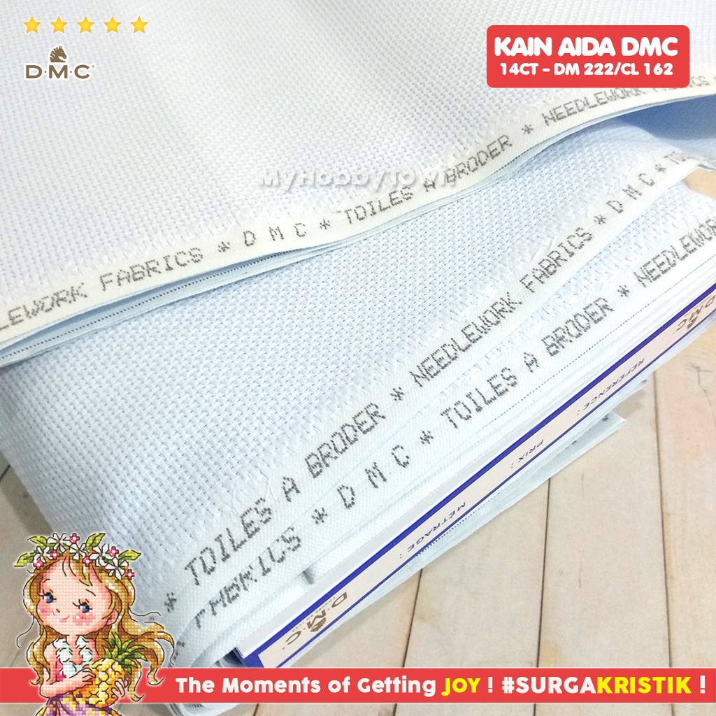 Kain Sulam Kristik Strimin Aida DMC 14ct - 162 - Light Blue Biru Muda