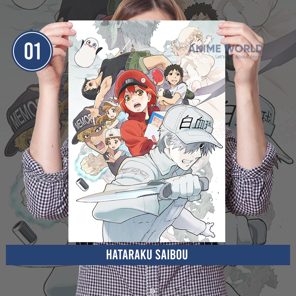 (Min. Belanja 20K) Poster Anime Hataraku Saibou Lengkap Size A3 - Hiasan Dinding Hataraku Saibou