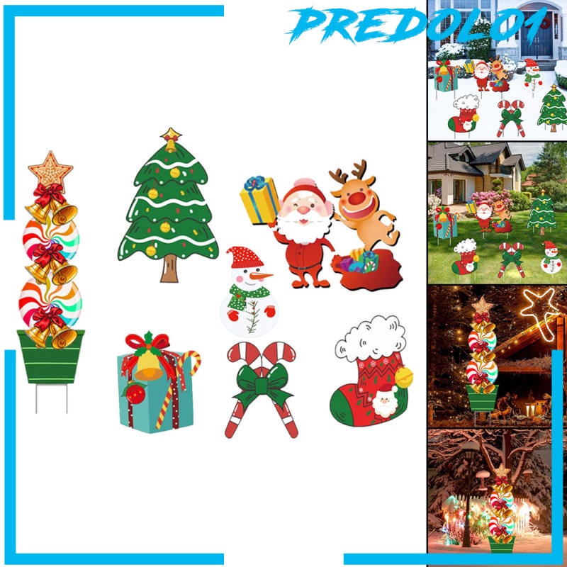 [PREDOLO1] Christmas Yard Signs Stakes Decorations Outdoor Garden Signs for Christmas