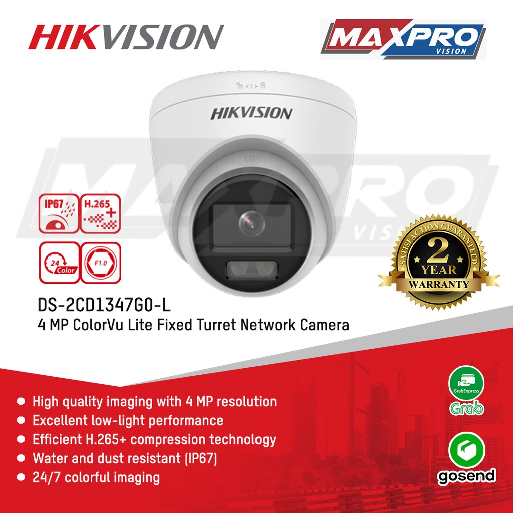 DS-2CD1347G0-L - HIKVISION IP CAMERA 4MP COLORVU