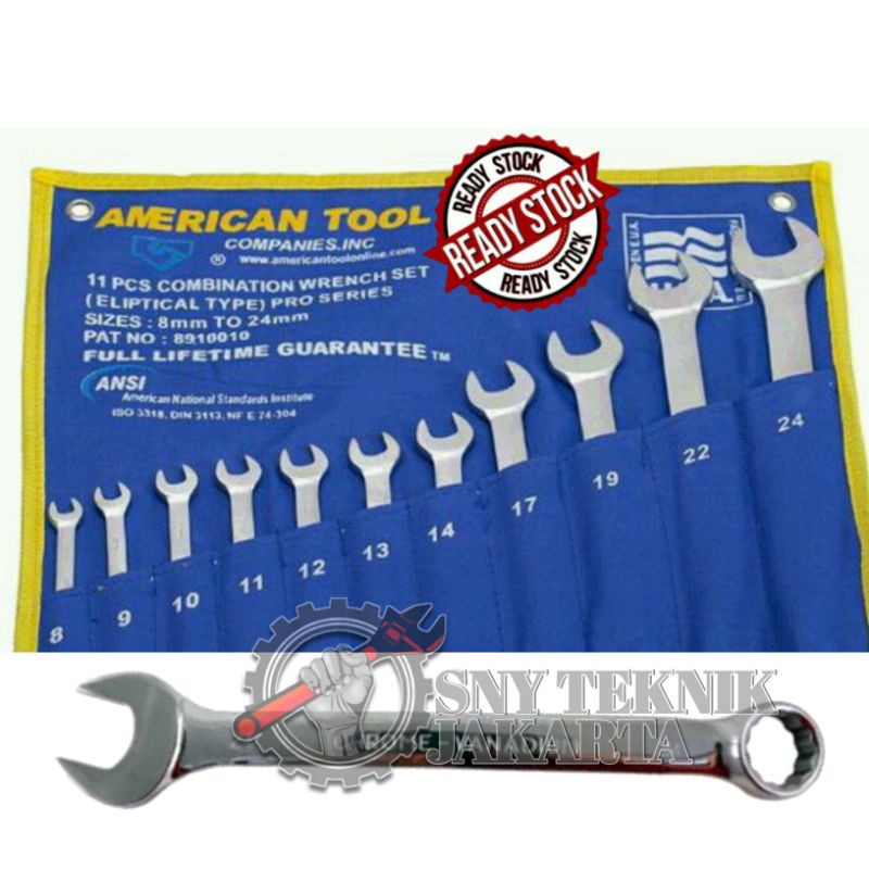 Original kunci Set Kombinasi Ring Pas 11pcs American Tools Life Time Warranty