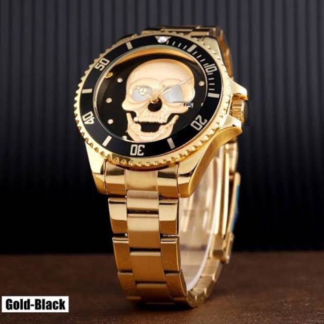 JAM TANGAN PRIA SKMEI ORIGINAL 9195 GOLD CHAIN STAINLESS WATERRESIST