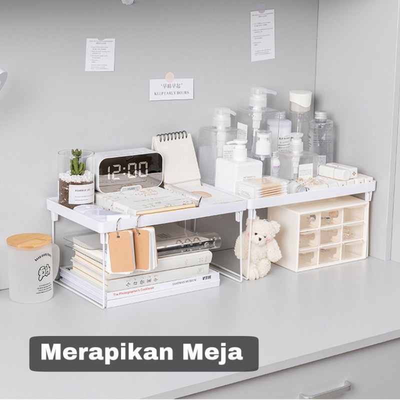 [CTSHOP] Rak Organizer Susun Stationary  Meja Kantor Lipat Kotak Kosmetik Bumbu Dapur Lipat Serbaguna