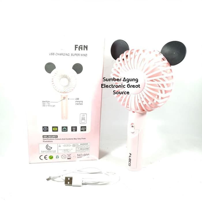 Funny Fan Kipas Mini Portable 666 F666 Micky Mouse Mikimos USB Chargin