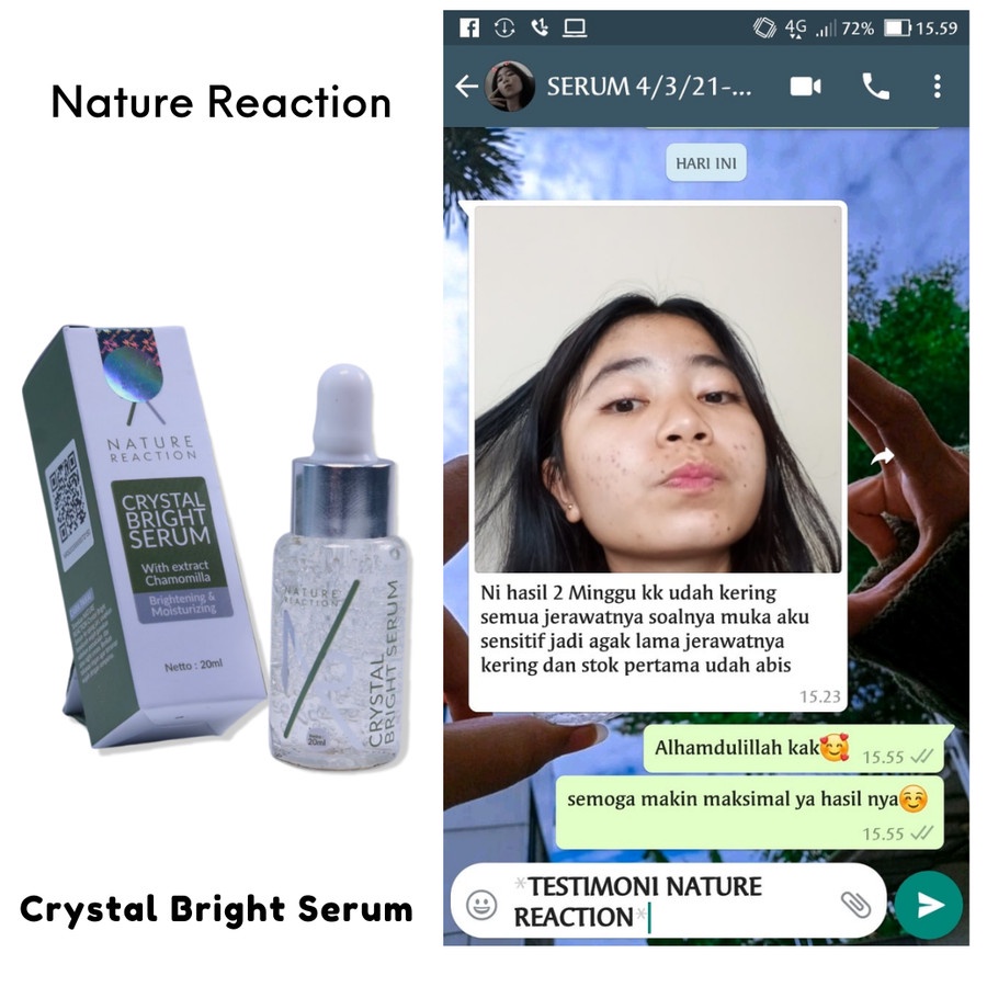 Nature Reaction Crystal Bright Serum 100 Ori Serum Natural Reaction Crystal Pencerah Wajah Penghilang Flek Hitam Di Wajah Membandel Original Bpom