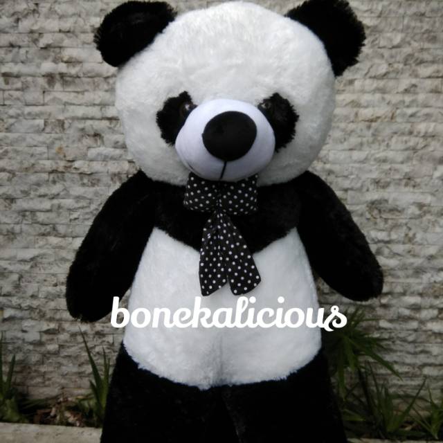 Boneka panda pita polkadot super jumbo besar bigsize 120cm 1,2m 1,2 meter
