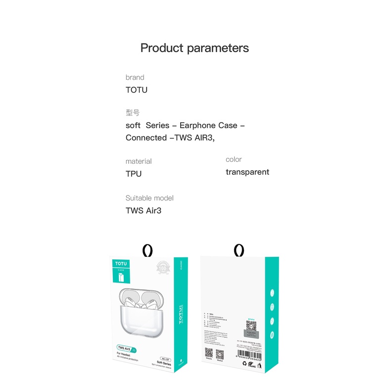 TOTU Casing Airpods 3 Case Protector for Airpods 1/2/3 TWS TPU