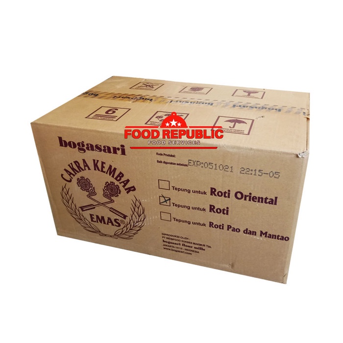 

hbt204tt Tepung Terigu Cakra Kembar Emas Roti 5 Kg - Bogasari Tinggi Protein Da01D100