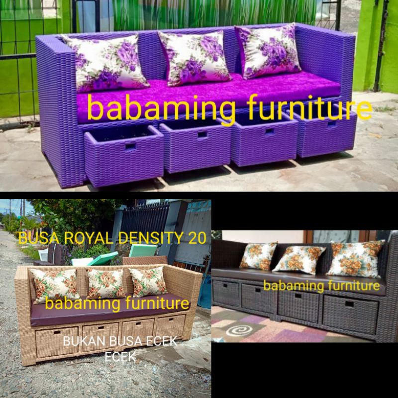 SOFA TAMU SOFA LACI ROTAN SINTETIS