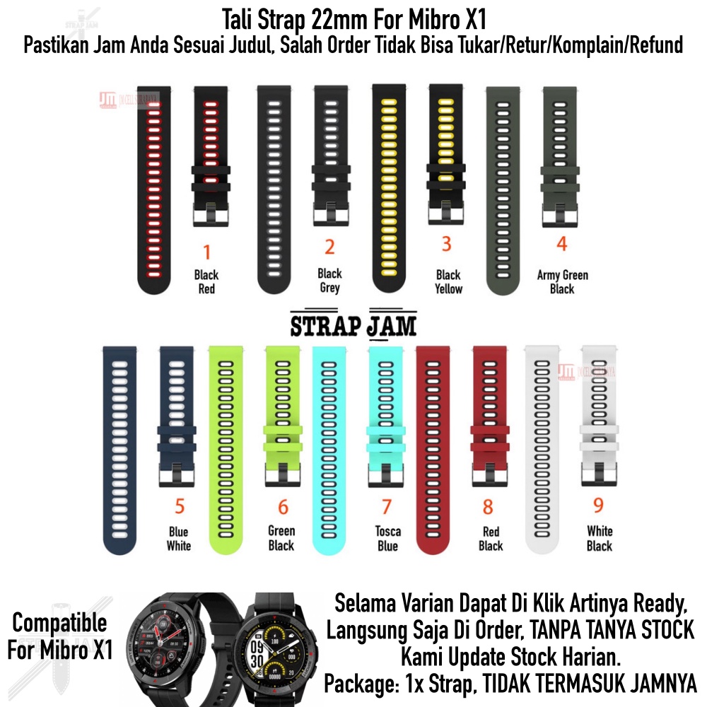 DUAL TONE Tali Jam Mibro X1 - Watch Strap 22mm Rubber Silikon Dengan Dua Warna