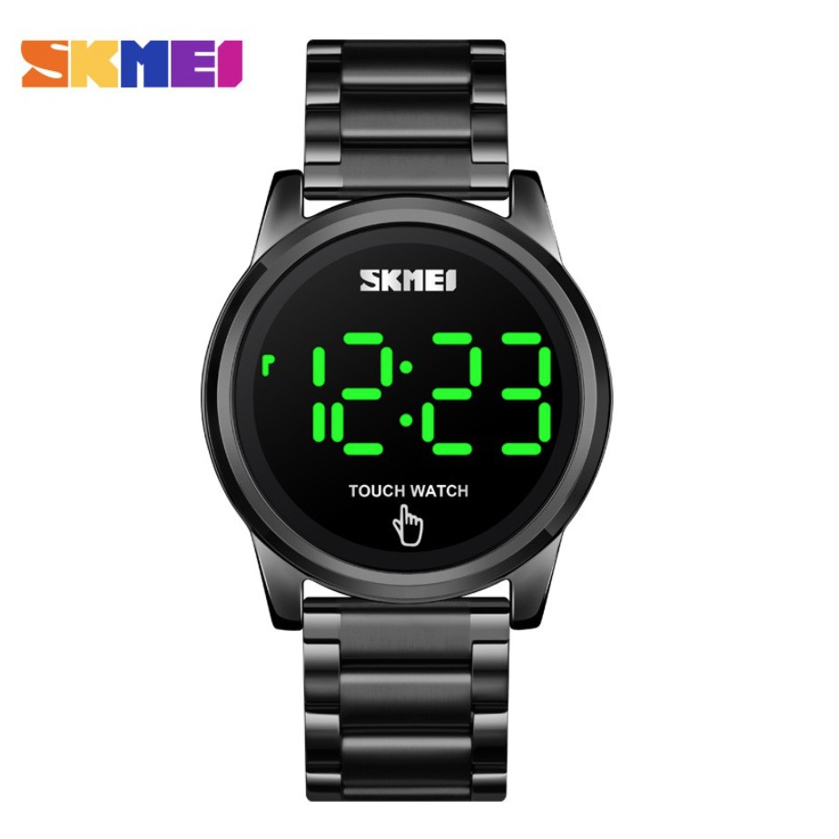 Jam Tangan Digital Touch Screen / Layar Sentuh 1684 Led Strap Kulit + Stainless Steel Untuk Pria