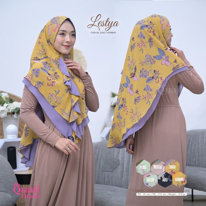 Hijab Instan New Jilbab Instan Lestya Khimar motif Quail Hijab