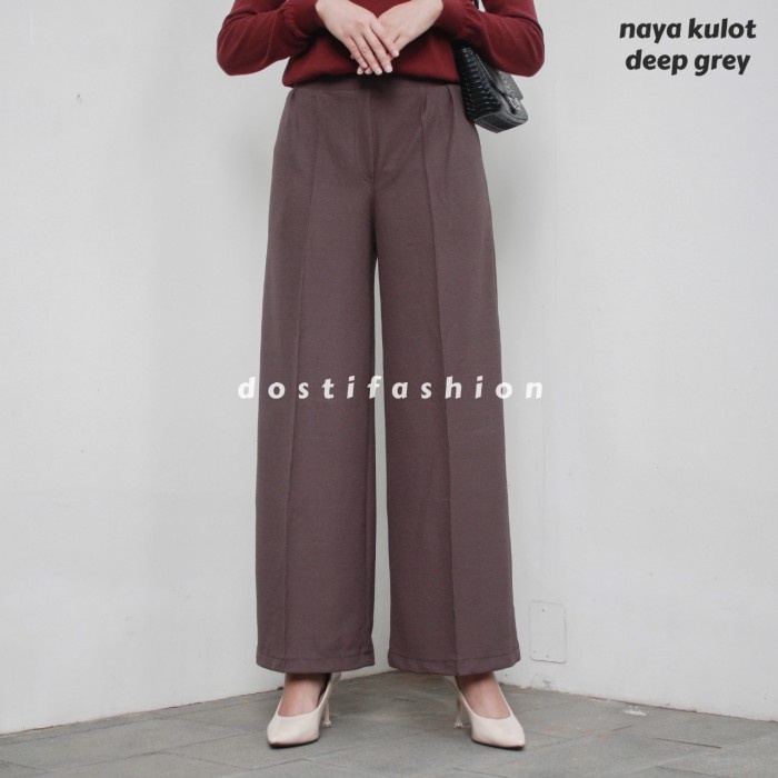 Murah Naya Kulot Seri Misty | Celana Kulot Panjang Bahan Katun Wanita - Misty Navy Standar Keren