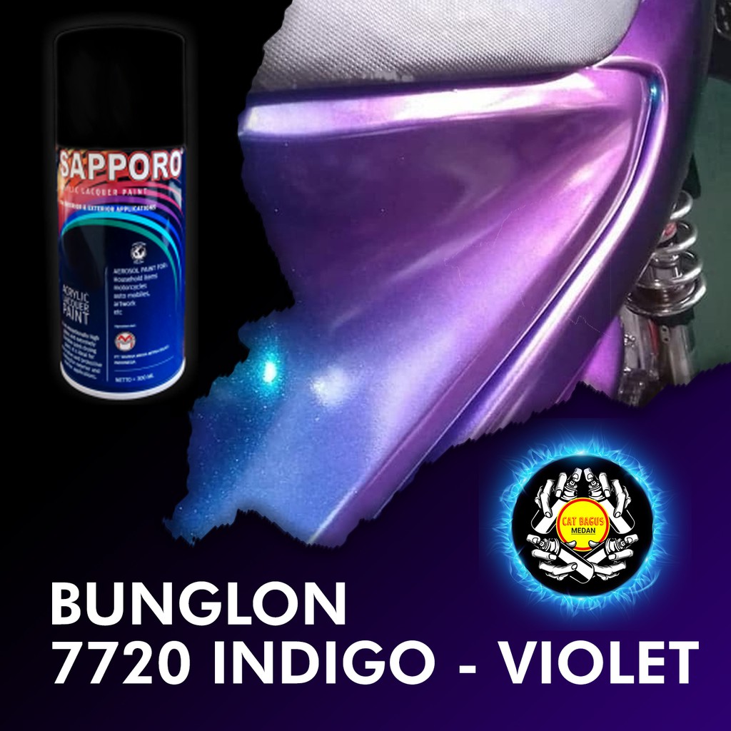 SAPPORO BUNGLON 7720 INDIGO VIOLET CAT SEMPROT 3D KHAMELEON TAHAN BENSIN LEMBAYUNG UNGU VIOLET BIRU 
