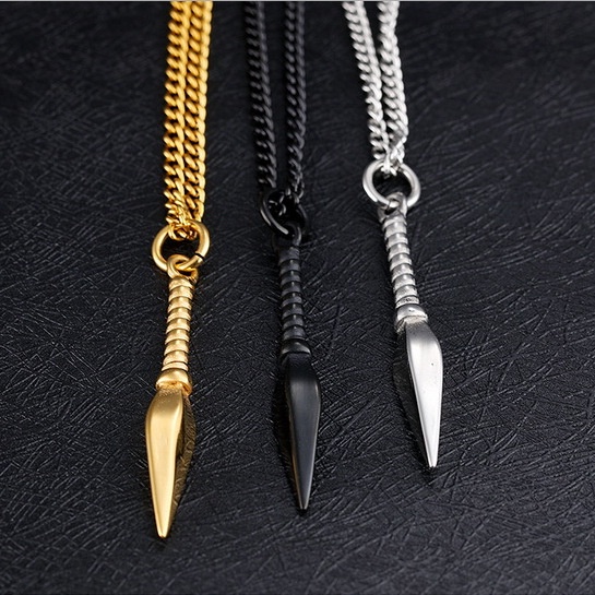 New personality cool spearhead titanium steel men's necklace tricolor