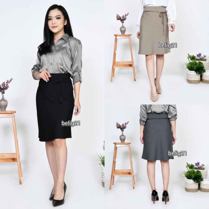 Rok Pendek Wanita Model a / Rok Kerja Hitam Bahan Polos / Rok Kantor Formal line a / Rok