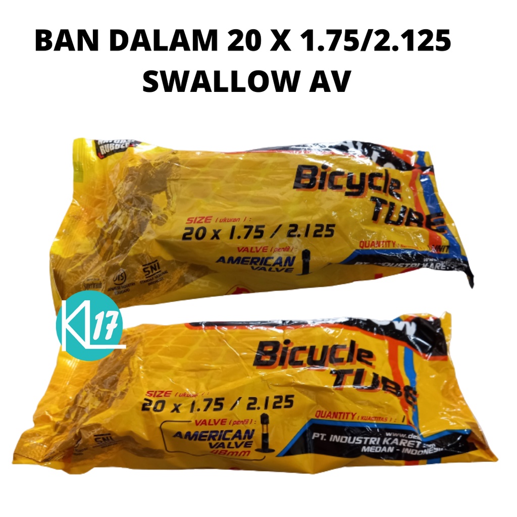 BAN DALAM 20 X 1.75 / 2.125 SWALLOW AV BAN DALAM PENTIL BIASA PENTIL PANJANG BAN DALAM SEPEDA 20 BMX