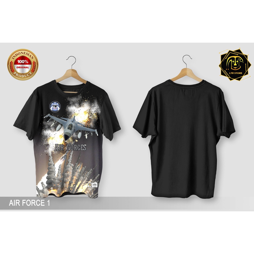 [ BAYAR DI TEMPAT ] BAJU PRINTING GAMBAR AIR FORCE 1 - BAJU DISTRO ORIGINAL GAMBAR PESAWAT TEMPUR KA