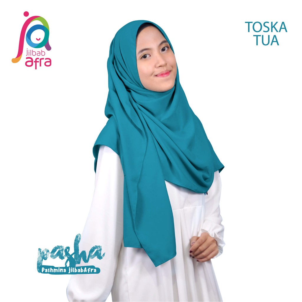 Jilbab Pashmina Pasha Toska Tua - Kerudung Pashmina Jilbab Afra - Bahan Wolfis, Lembut &amp; Adem