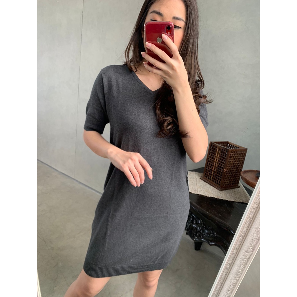 Dress Syasa Cotton Knit - Casual Dress Polos Rajut Wanita NBN (1640)