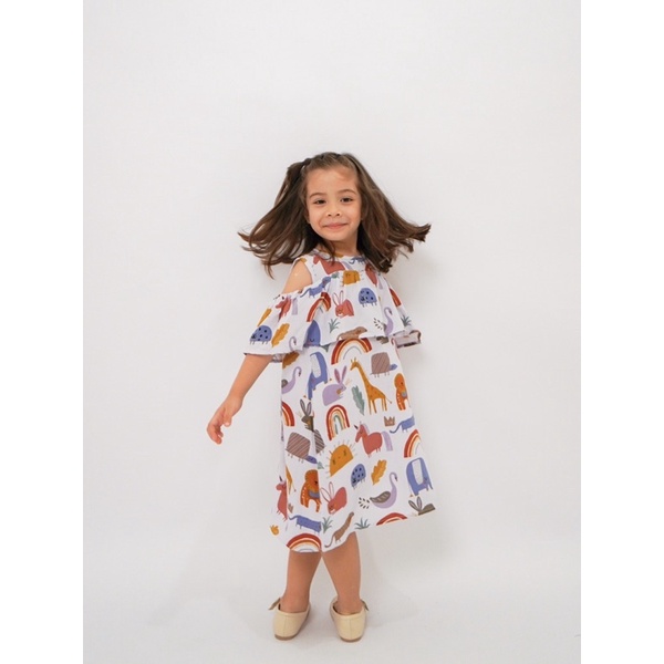 Yobebee Emily Dress Rayon Anak Perempuan Usia 2 3 4 6 7 Tahun Baju Blouse Korea Gaun Babydoll Daster Kids Motif Bunga Karakter Katun Lembut Model Baju Casual Harian Main Santai Anak Cewek