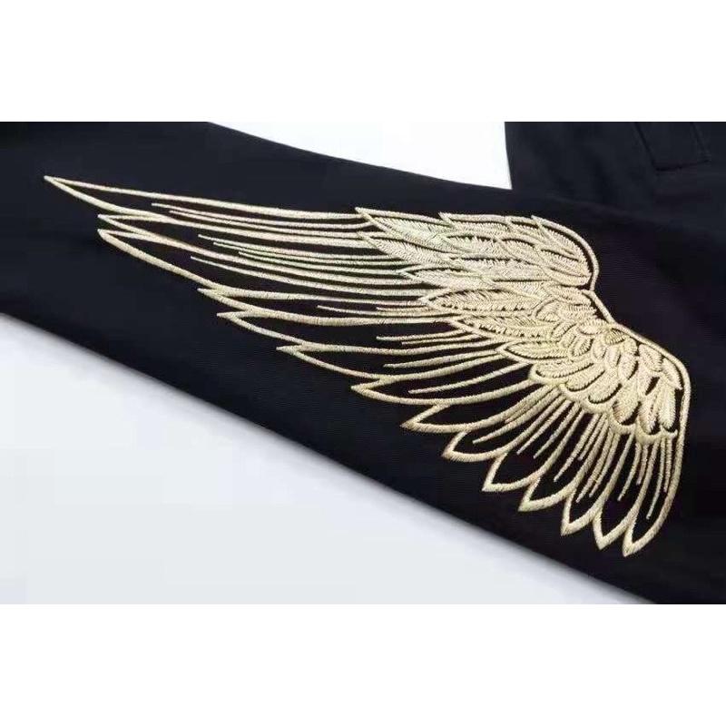 BOY27 JAKET JEANS BOY LONDON WINGS BORDIR GOLD IMPORT PRIA WANITA ASIA EROPA KOREA AMERIKA