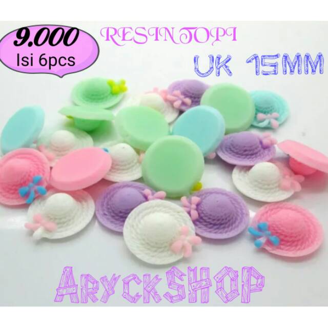 Resin topi ukuran 15mm isi 6pcs bahan craft tasbih digital swarovski Jepit rambut Bando Aksesoris