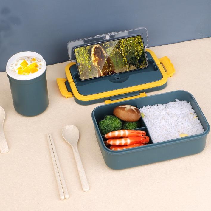 ⭐Grosir ecentio tempat makan set/lunch box set Free Mangkuk sup 350ml &1000ml lunch box set Jerami G