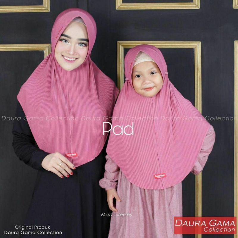 jilbab plisket bergo ped couple anak dewasa Daura Gama sepasang
