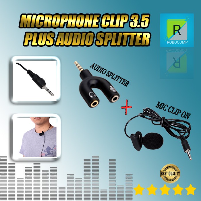 MICROPHONE CLIP PLUS AUDIO SPLITTER PAKETAN SMULE TERLARIS