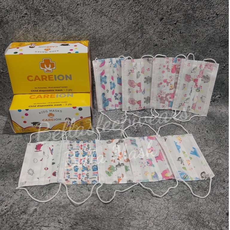 PER BOX 50PC - MASKER ANAK 3PLY CAREION MOTIF