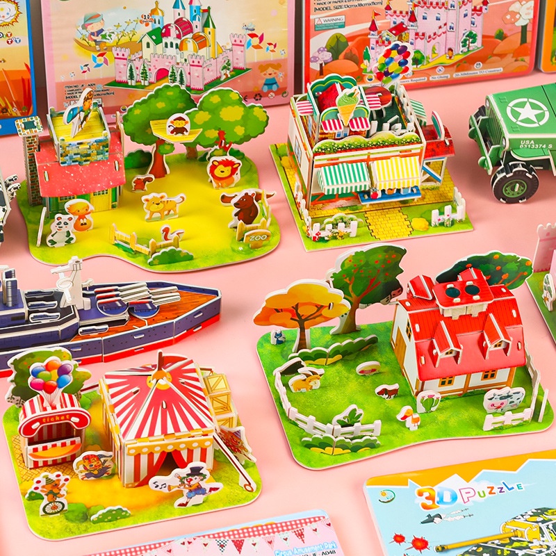 NEW Mainan edukasi anak DIY merakit 3D puzzle dengan motif menarik