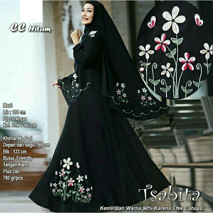 BARU Baju Busana Muslim / Gamis Balotelli Motif Bunga Syar'i Sabita Black