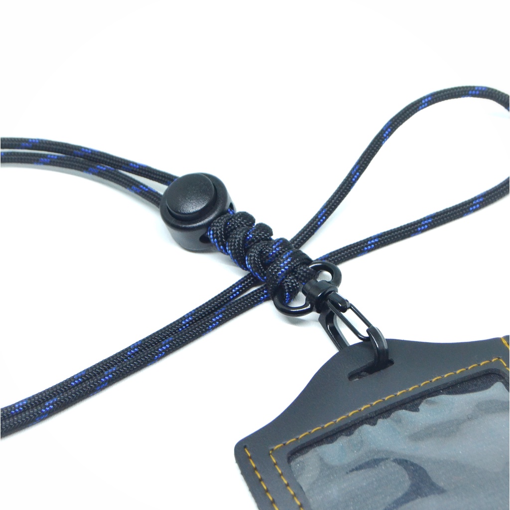 Lanyard Id Card Holder Tali Gantungan Nama Name Tag Paracord 4mm Hitam Premium Murah