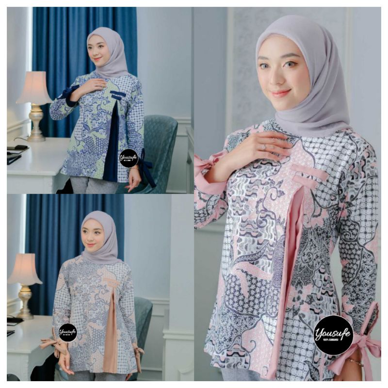 Blouse Batik Syakira Halus Katun Terbaru Seragam Kantor Kerja Casual Formal Murah Cod Syakira01