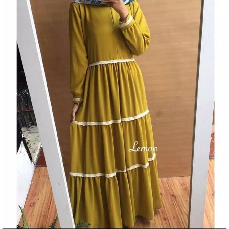 Plain dress baju gamis pakaian wanita fashion muslim