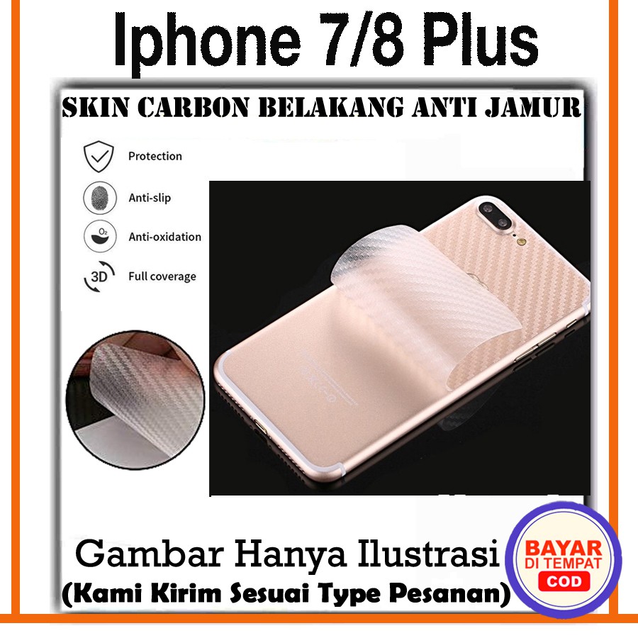 Apple Iphone 7/8 Plus Skin Carbon Transparan Garskin Anti Gores Belakang Hp Stiker Anti Jamur