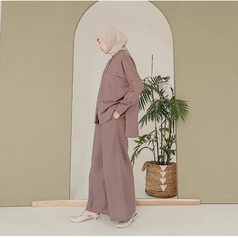 masa official linen set culotte MAUVE