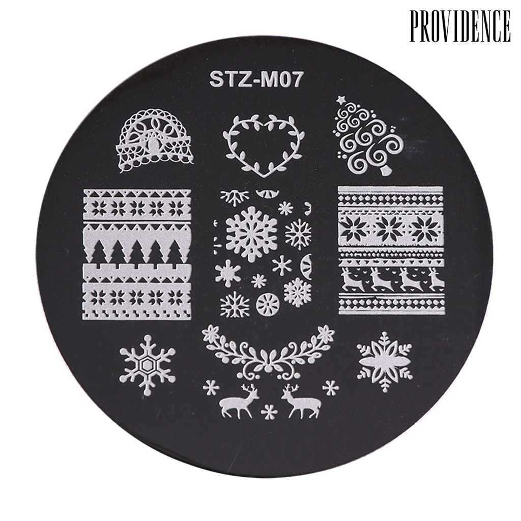 Providence 5Pcs Round Christmas Nail Art Stamping Plate Stamp Image Manicure Templates