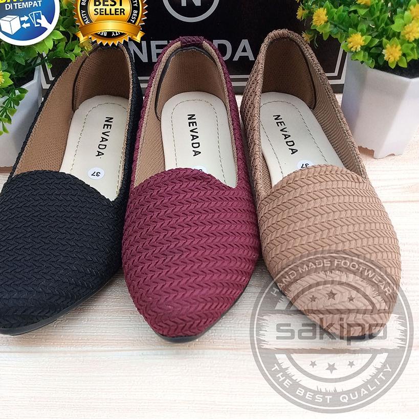 LANGSUNG KIRIM.. PROMO 12.12 BIRTHDAY SALE SEPATU WANITA DEWASA BALET RAJUT NEVADA TRENDI TERMURAH T