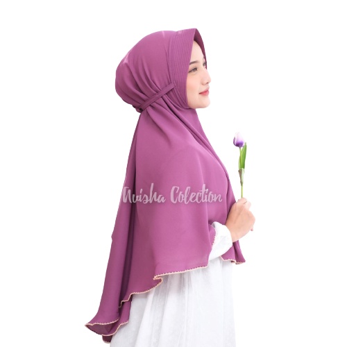 Jilbab Bergo Pet tali List Pichot Size XL/Hijab Bergo Instan Jumbo Modis Mentari-1