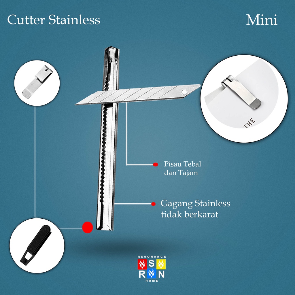 Cutter Stainless 12.5 cm Pisau Cutter Mini Besi Murah | Resonance Home