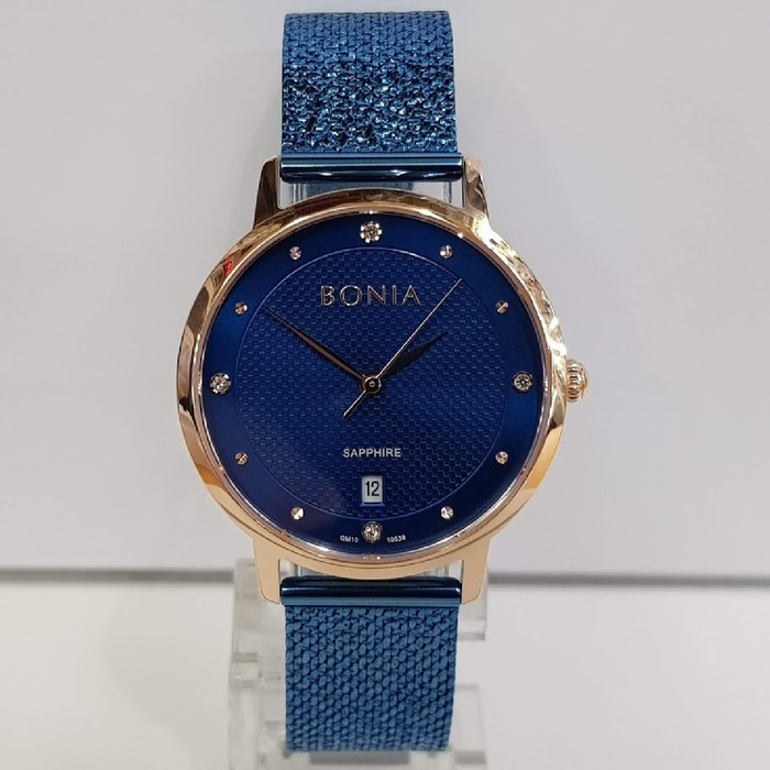 Jam Tangan Wanita Bonia BNB10538-2587 Sapphire Blue Rosegold Stainless