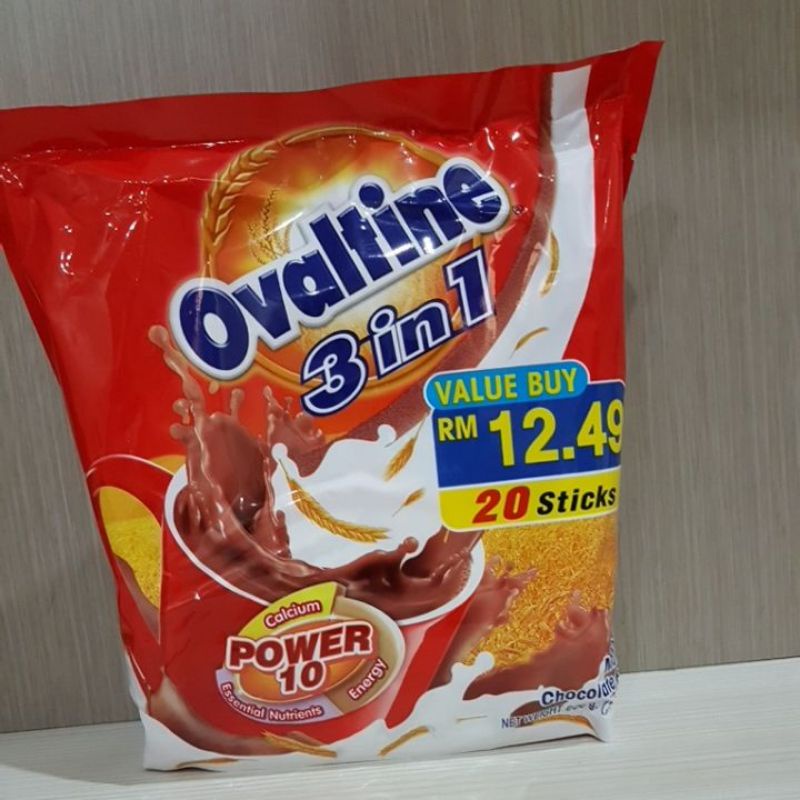 Ovaltine 3in1 isi 20 stik malaysia murah