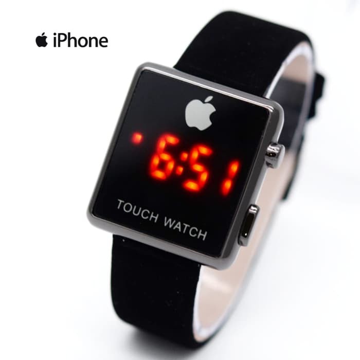 Jam Tangan Wanita Iphone Digital Kulit LED Body Hitam