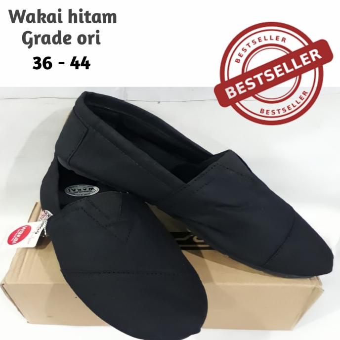 SS6 SEPATU WAKAI FULL BLACK Original Premium